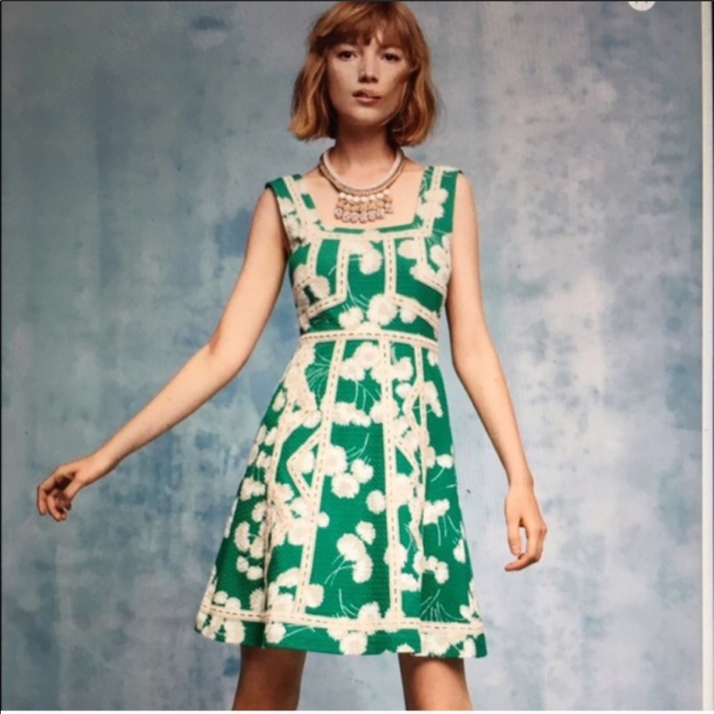 Anthropologie Maeve Emma Green Floral Dress